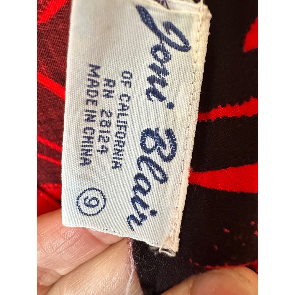 Joni Blair of California Vintage Red Black Floral Belted Midi Dress Size 9 - Picture 2 of 16